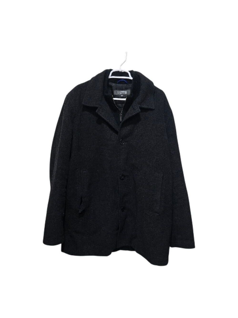 Kenneth Cole Reaction Black Wool Blend Car Coat XL